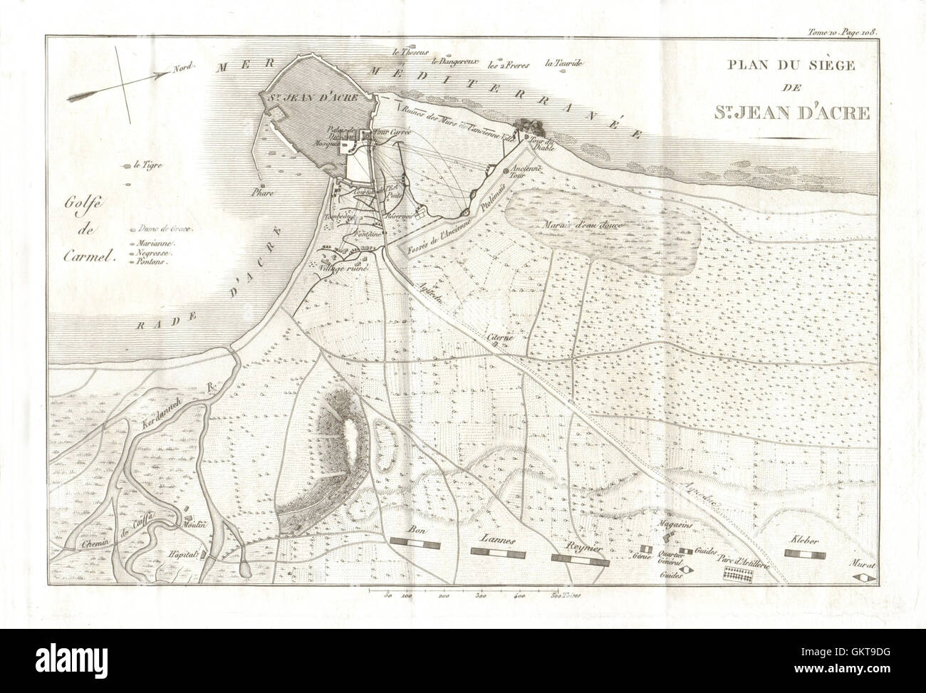 Siège de St Jean d'Acre (Akko) 1799, Palestine/Israël. Kuşatması 1818 Akka, carte Banque D'Images