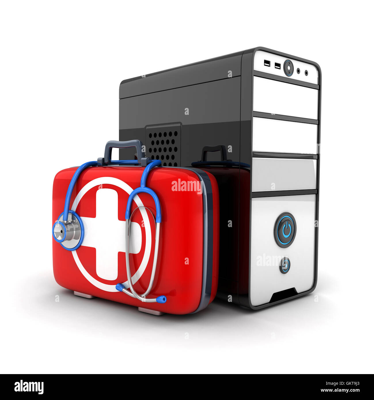 Réparation ordinateur abstrait (fait en 3D Rendering) Banque D'Images