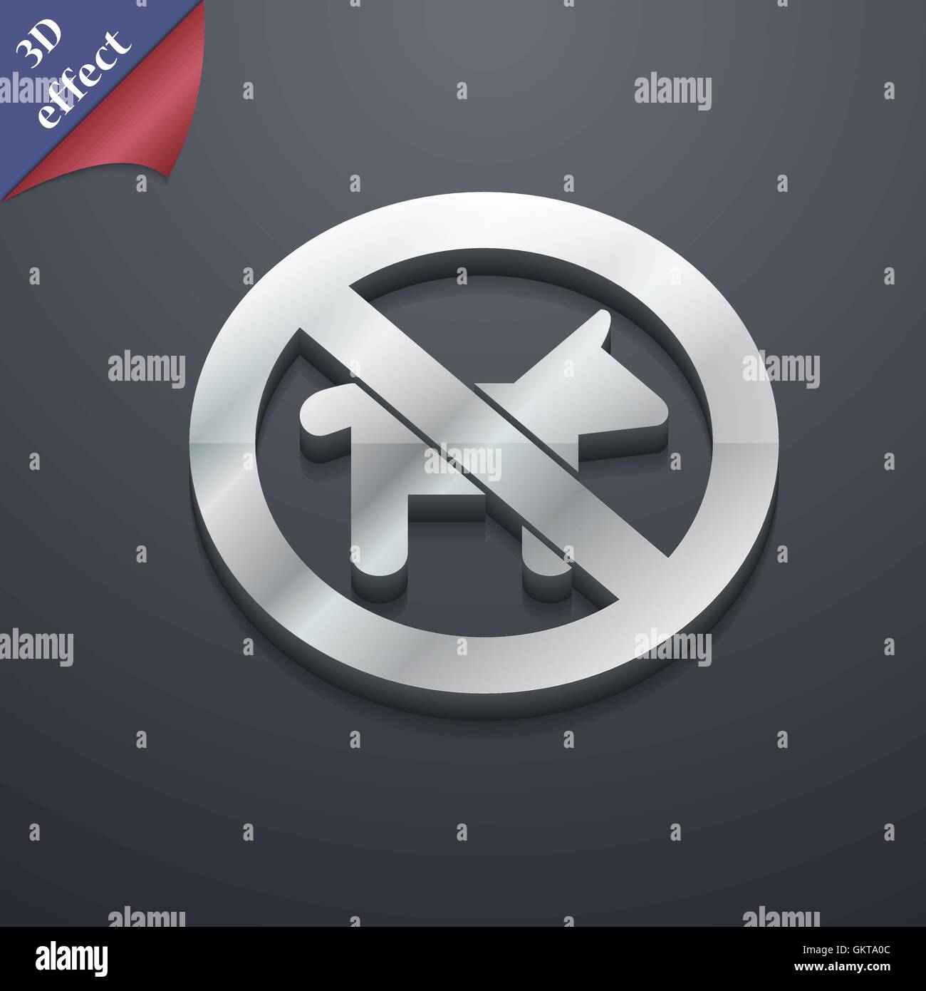 Il est interdit de promener son chien symbole icône. 3D genre. Design moderne et branché, avec de l'espace pour votre texte Vector Illustration de Vecteur