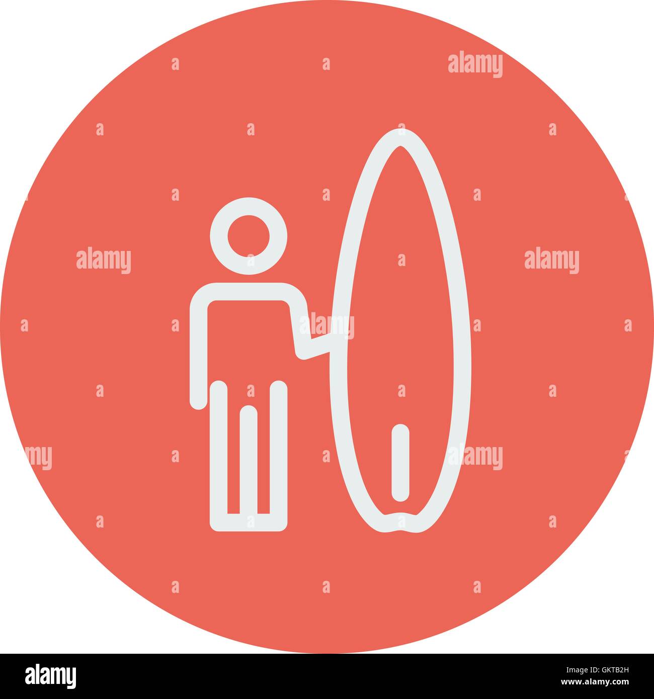 L'icône de la ligne mince Wakeboarder Illustration de Vecteur