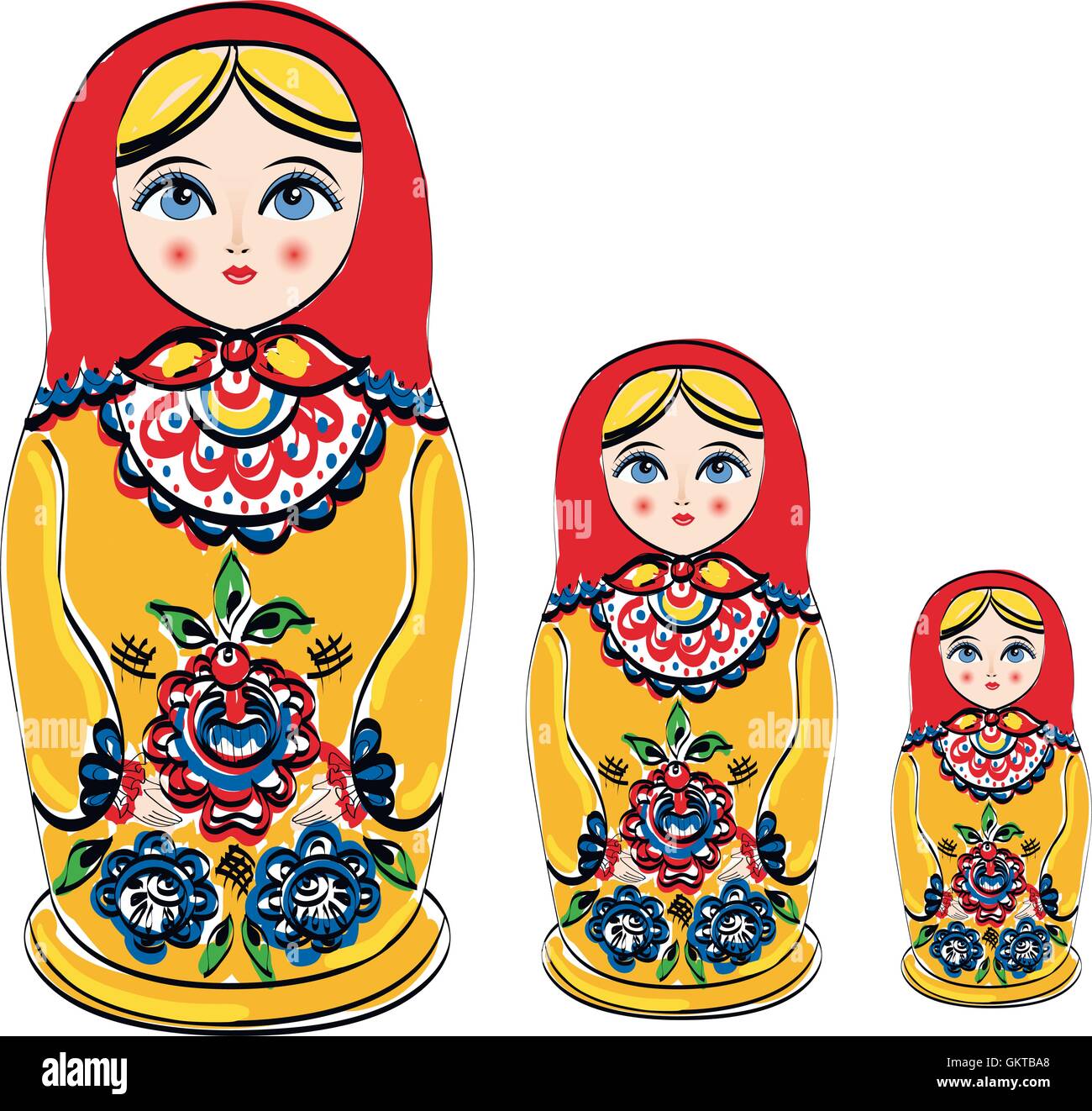 La tradition russe Matryoshka dolls. Illustration de Vecteur