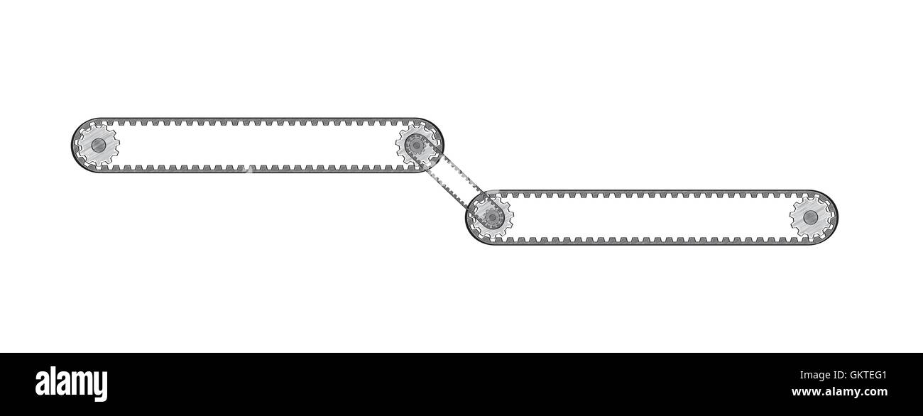 Deux convoyeurs avec deux roues dentées Illustration de Vecteur