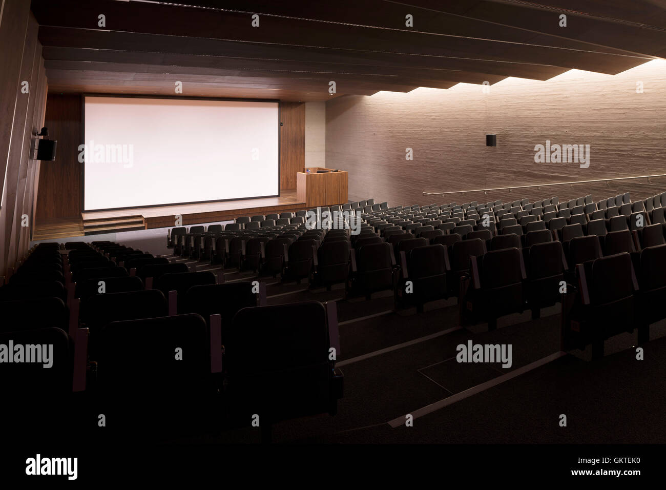 Salle de conférence avec les lumières de la Chambre. John Henry Brookes, Oxford Brookes University, Oxford, Royaume-Uni. Architecte : Moteur Design Architects Ltd avec Speirs +Major, 2014. Banque D'Images