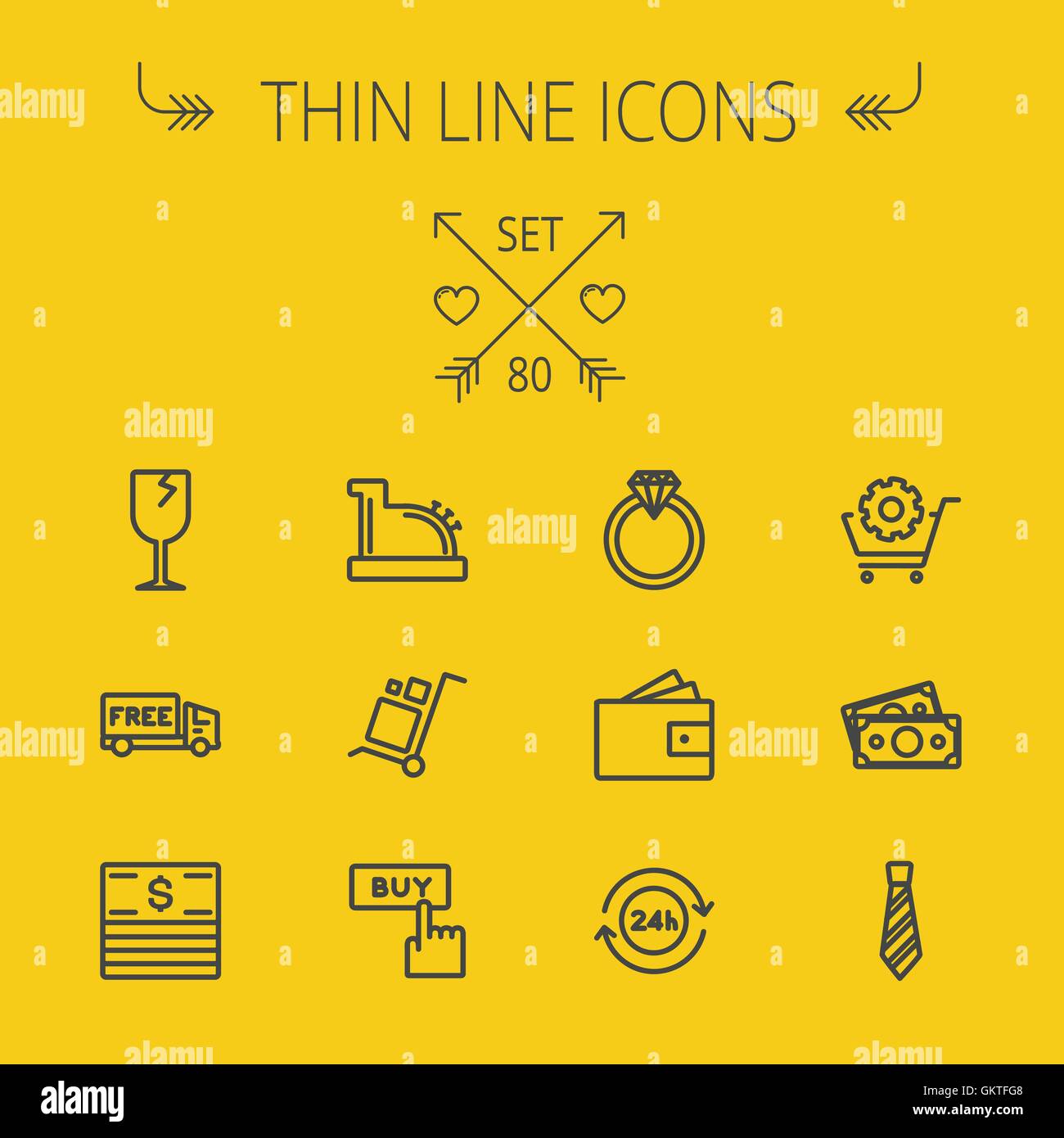 Ligne fine shopping Business icon set Illustration de Vecteur