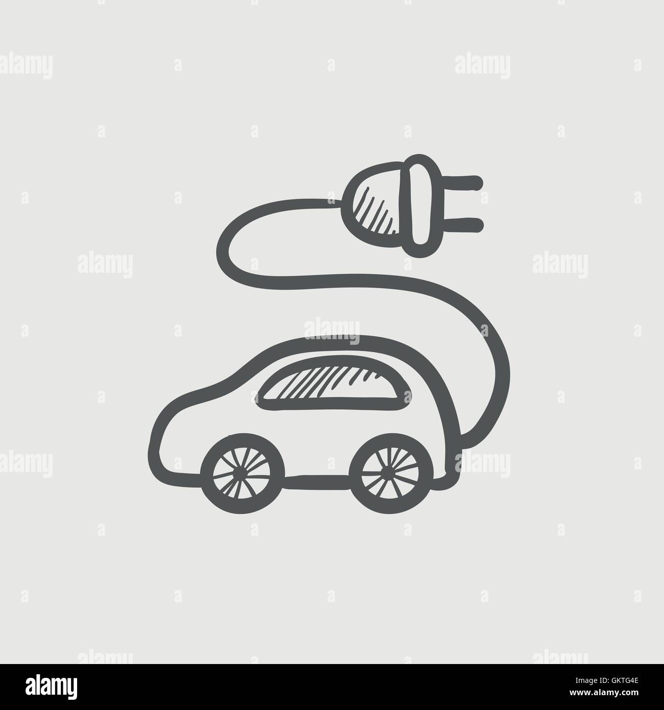 L'icône de croquis de voiture électrique Illustration de Vecteur