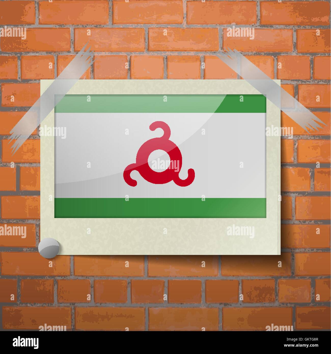 Scotch ruban adhésif pour l'Ingouchie drapeaux un mur de brique rouge Illustration de Vecteur