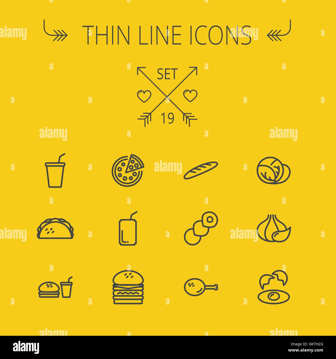 La nourriture fine ligne icon set Illustration de Vecteur