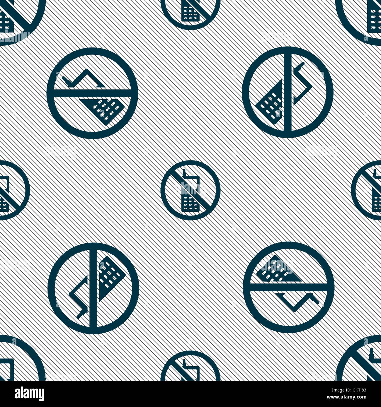 L'icône de téléphone mobile est interdite. Motif géométrique transparente avec la texture. Vector Illustration de Vecteur