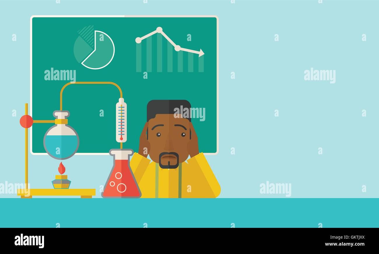 Africains-américains, professeur de sciences en laboratoire. Illustration de Vecteur