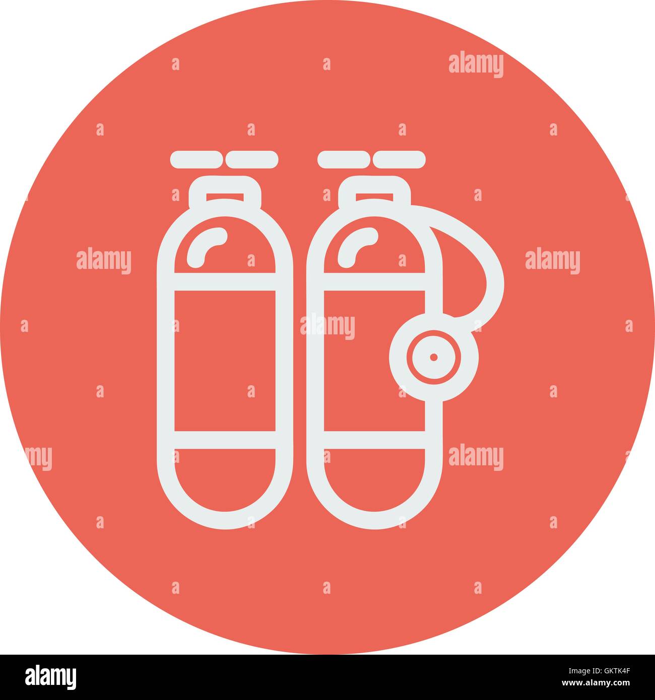 L'icône de la ligne mince réservoir oxygène Illustration de Vecteur