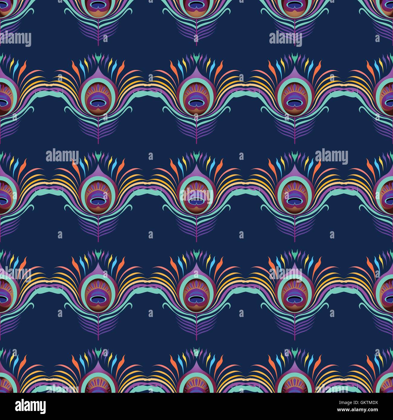 Les plumes de paon vector seamless background. Illustration de Vecteur