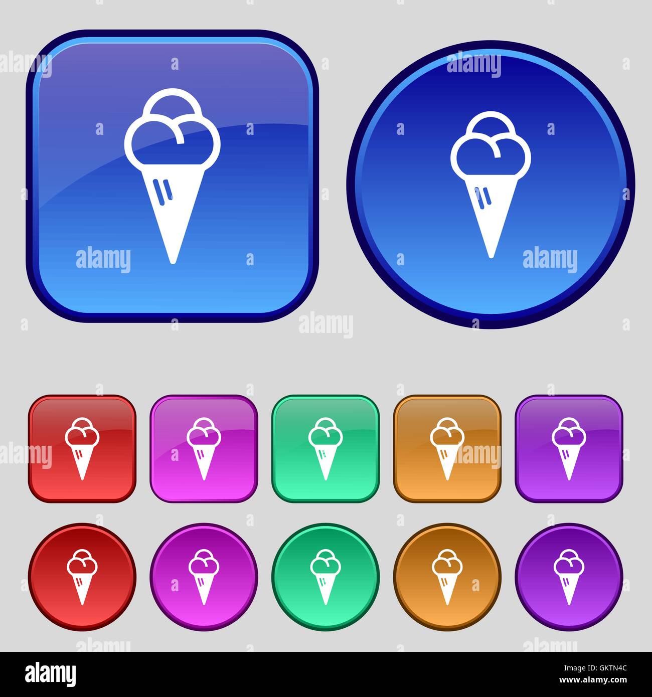 L'icône de la crème glacée signe. Une série de douze boutons vintage pour votre conception. Vector Illustration de Vecteur