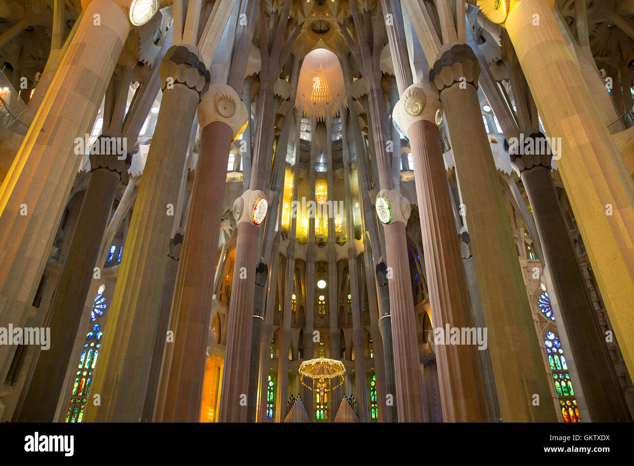 L'intérieur de la Sagrada Familia à Barcelone, Espagne Banque D'Images