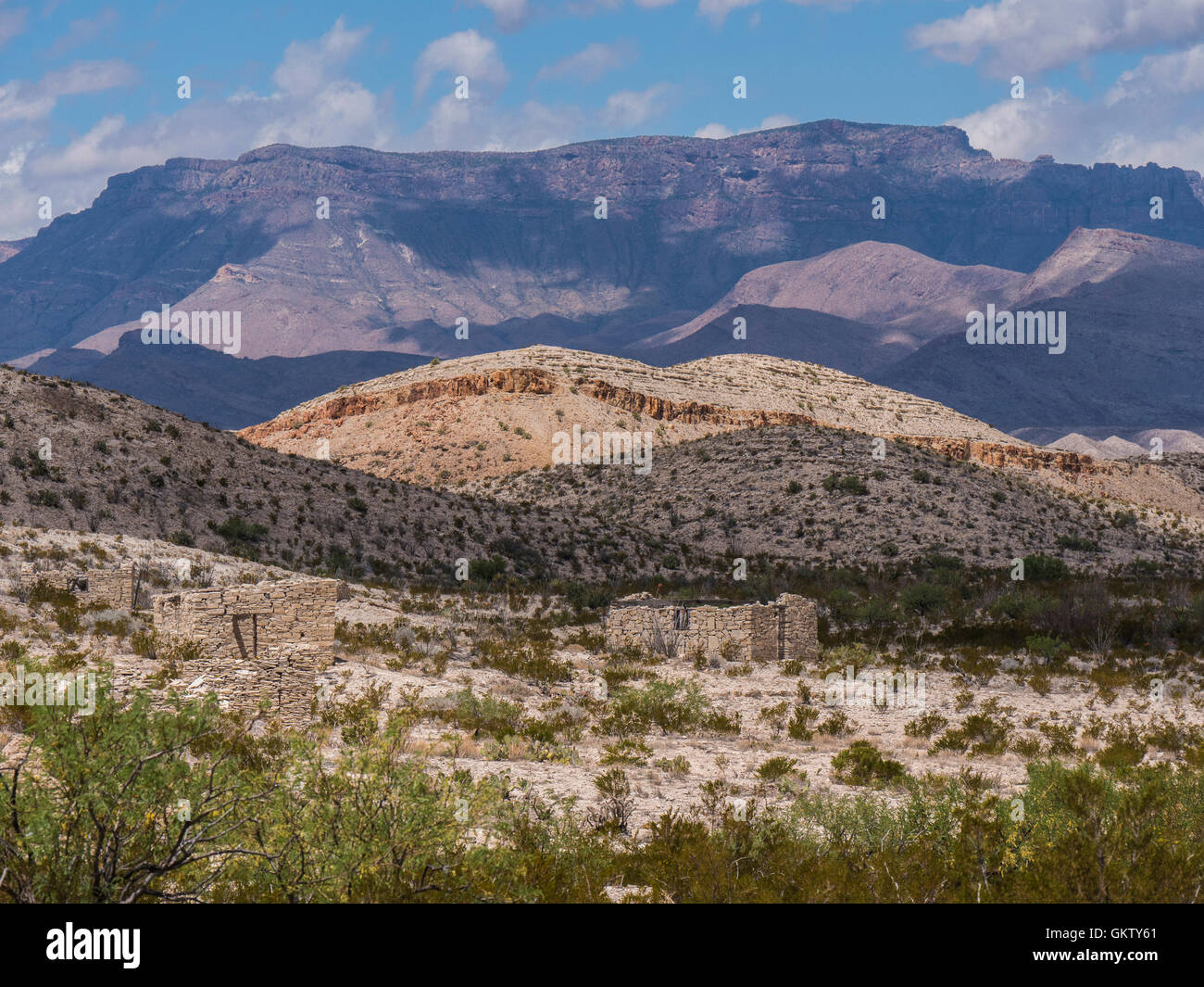 Maisons de mineur, Mariscal Mine, River Road, Big Bend National Park, Texas. Banque D'Images