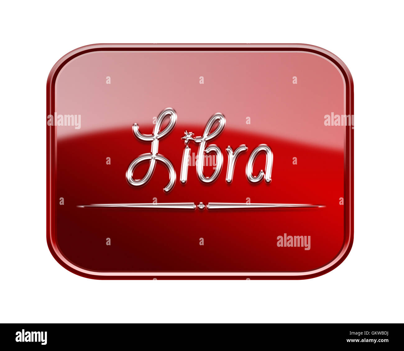 Zodiaque balance rouge icône glossy, isolé sur fond blanc Banque D'Images