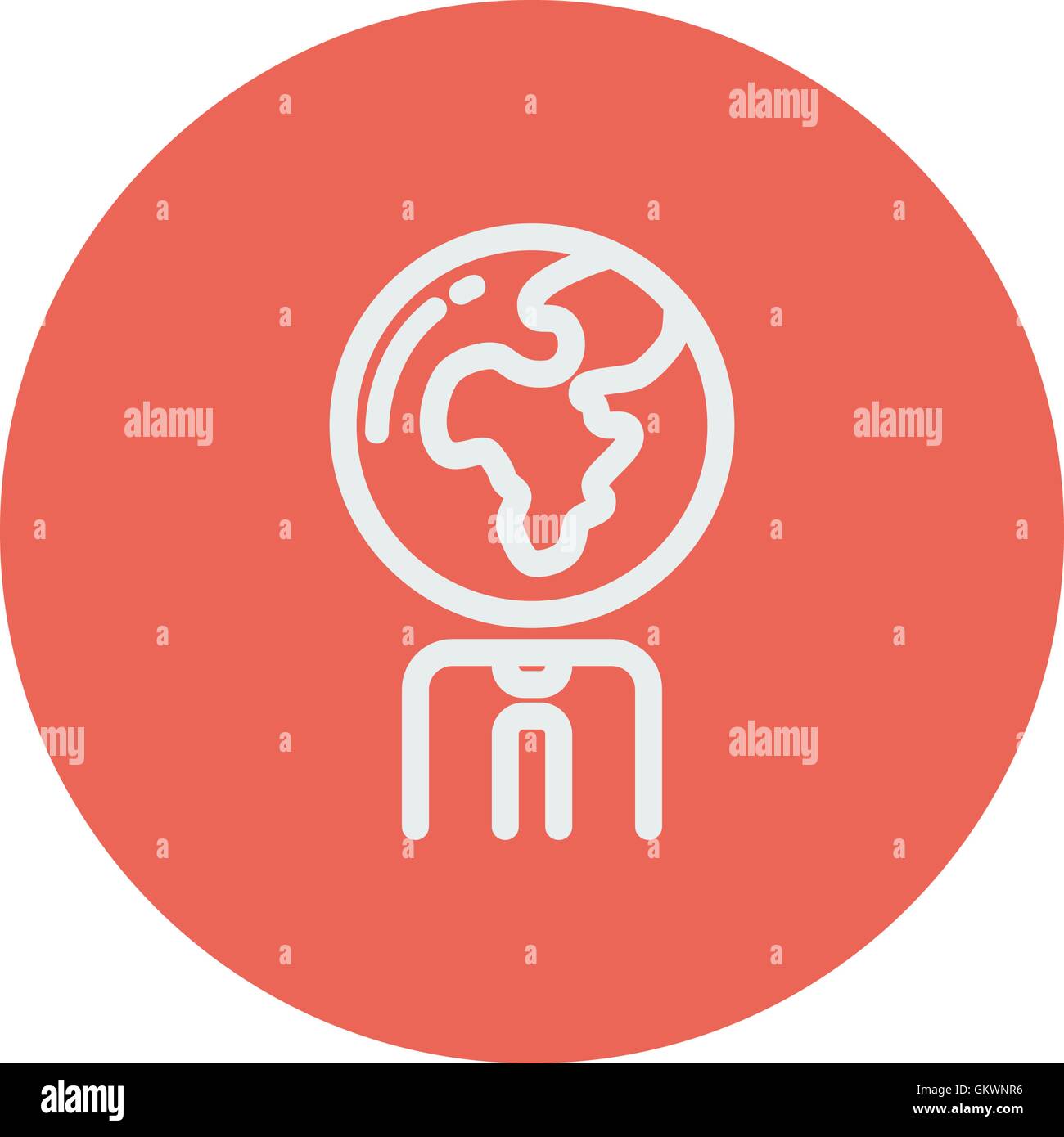 Avec l'icône de la ligne fine tête globe Illustration de Vecteur