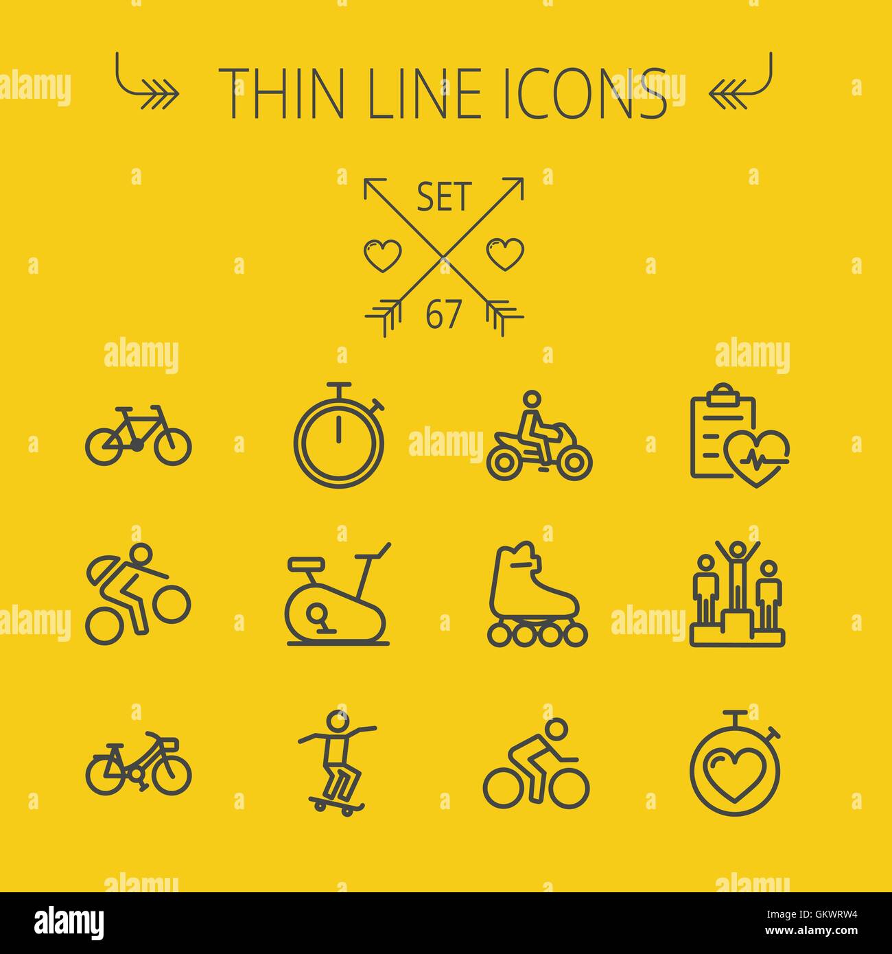 Sports ligne mince icon set Illustration de Vecteur