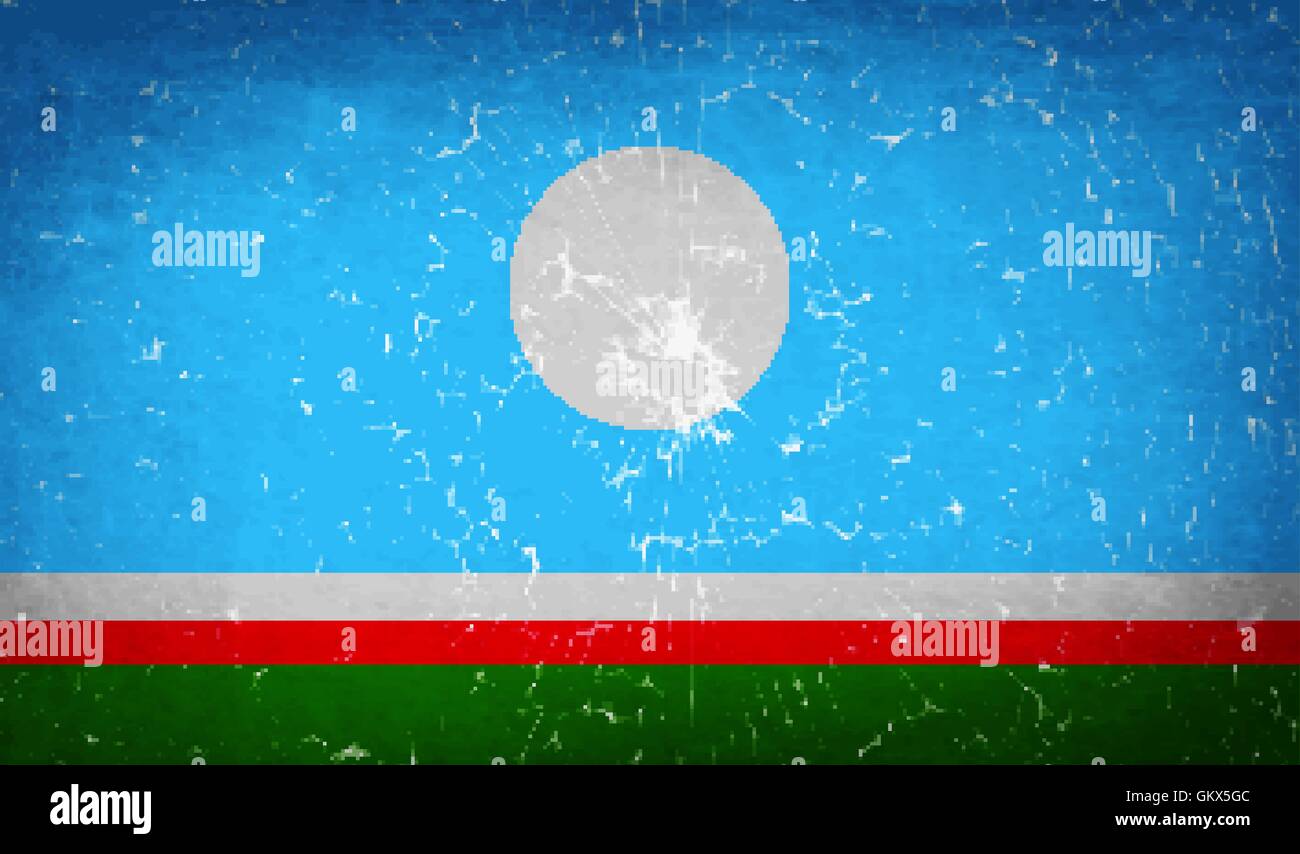 République de Sakha, drapeaux de verre brisé la texture. Vector Illustration de Vecteur