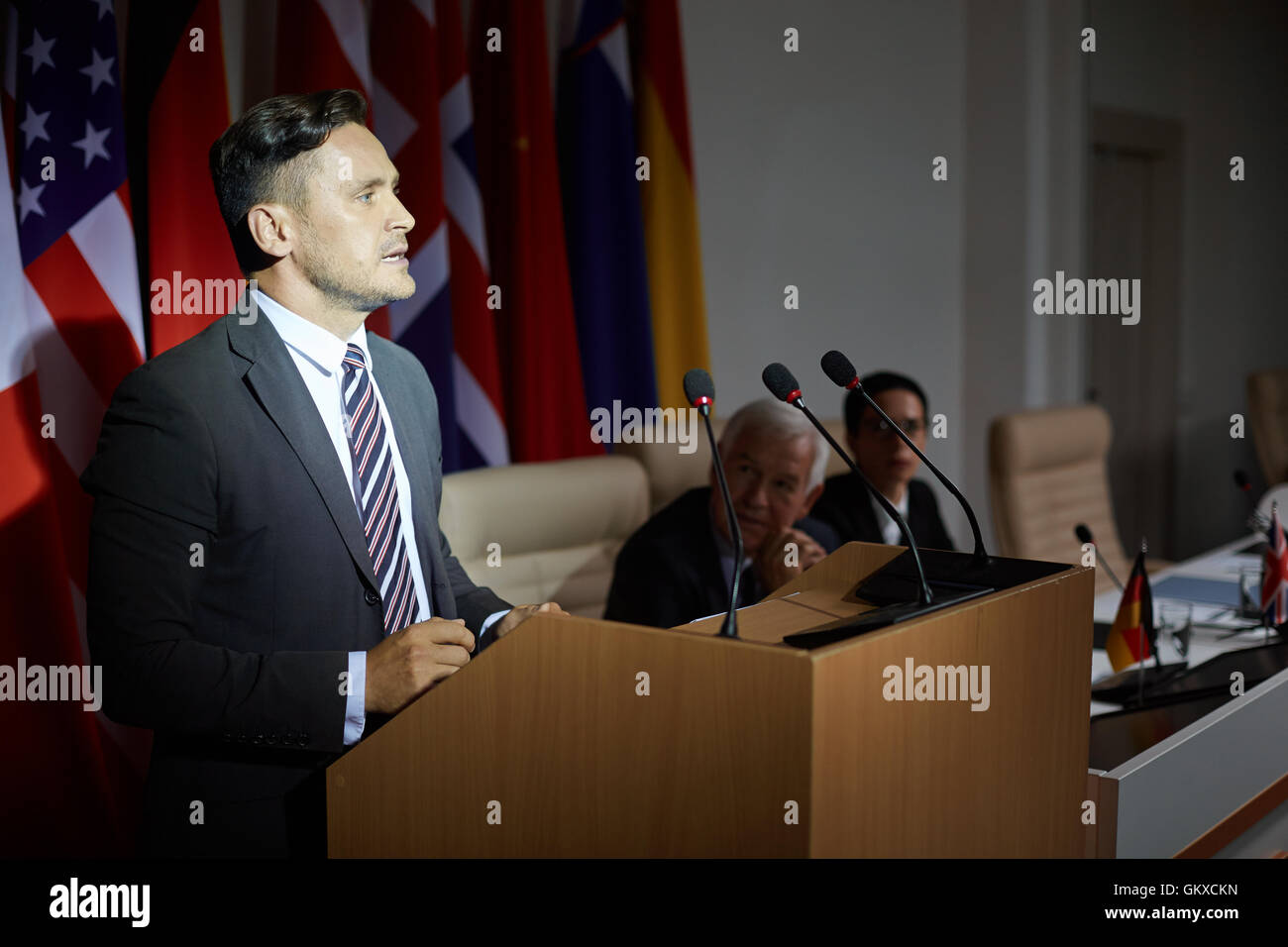 En parlant de chef politique des problèmes Banque D'Images