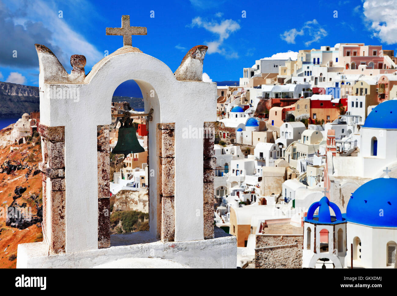 Le village d''Oia, Santorin picturale. Grèce Banque D'Images