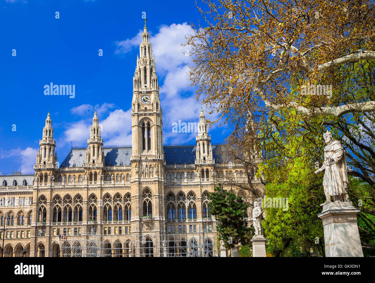 Impressionnant édifice de l'Hôtel de Ville de Vienne, Autriche Banque D'Images
