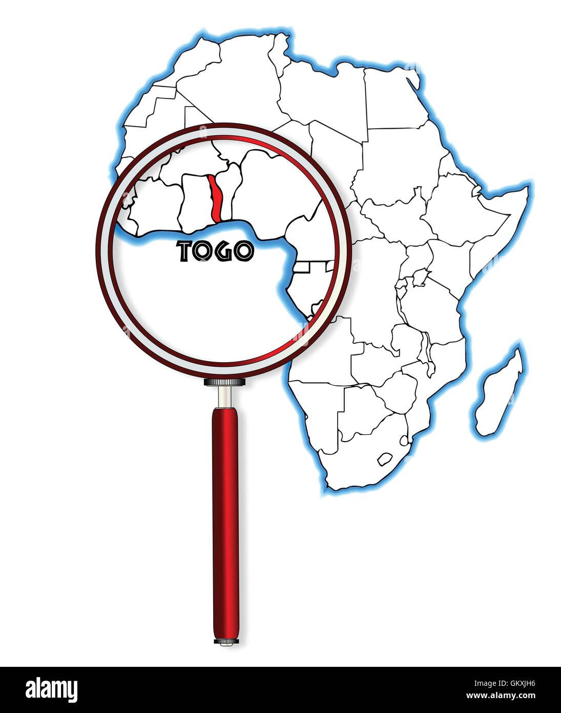 Le Togo sous une loupe Illustration de Vecteur