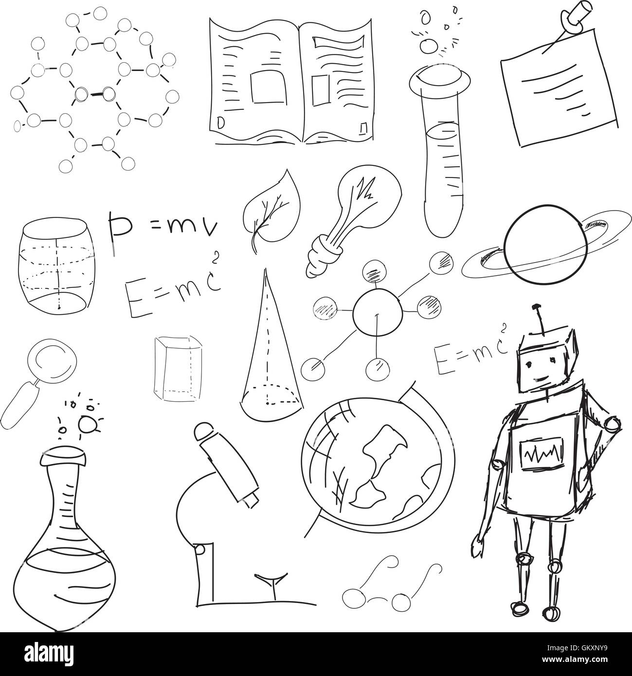 Symboles de la science avec la formule on white Illustration de Vecteur