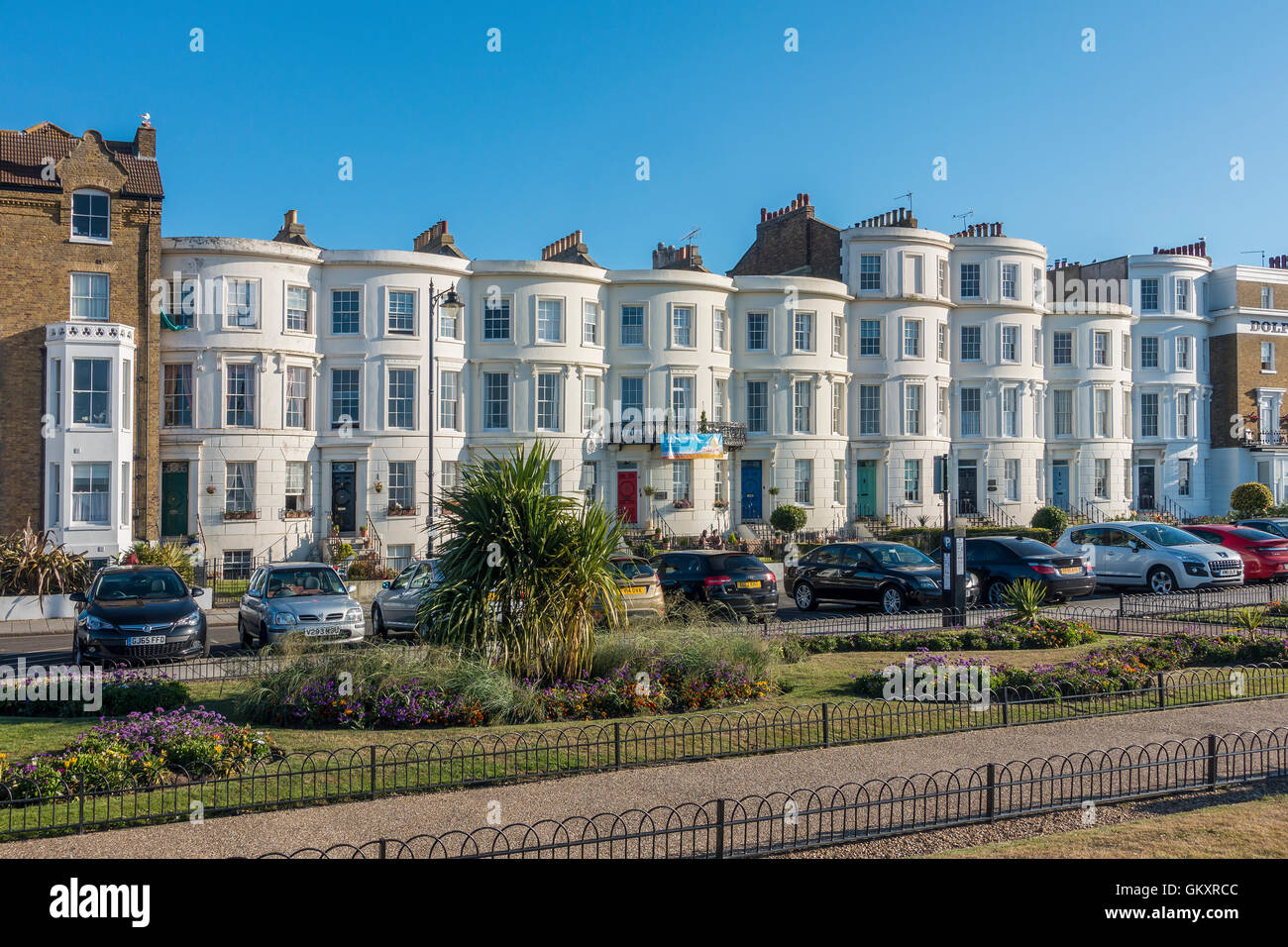Regency Maisons Terrasse Front de Herne Bay Kent England UK Banque D'Images
