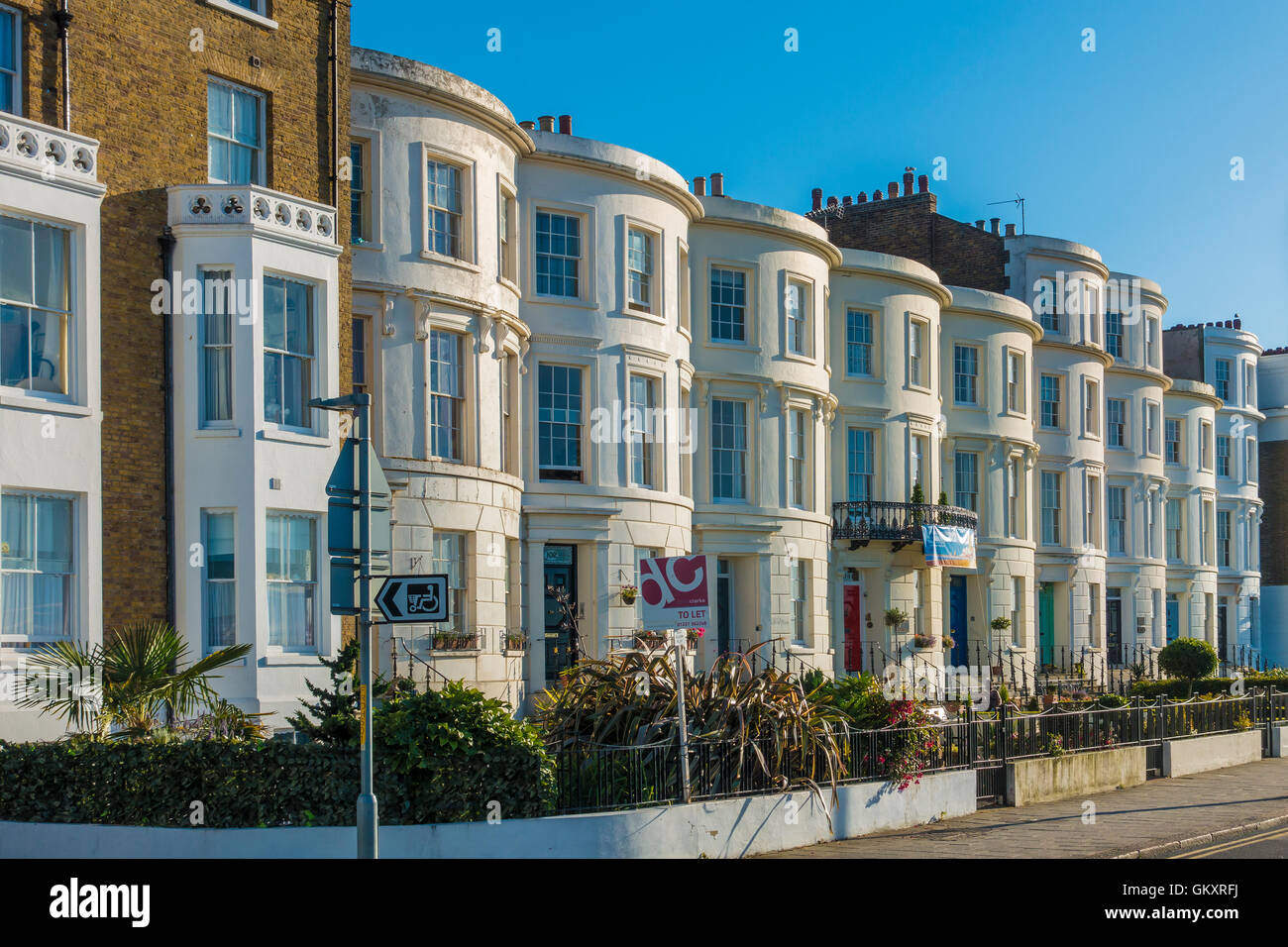 Regency Maisons Terrasse Front de Herne Bay Kent England UK Banque D'Images