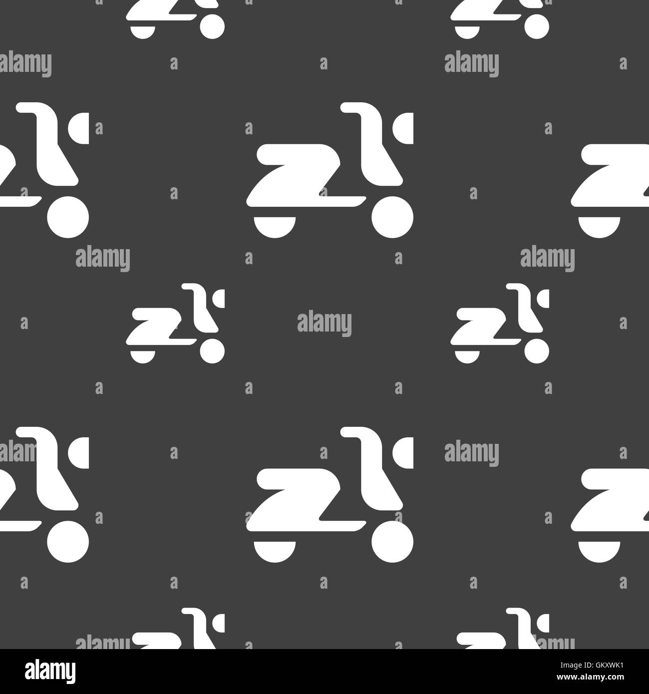 Scooter, moto icon signe. Motif transparente sur un fond gris. Vector Illustration de Vecteur