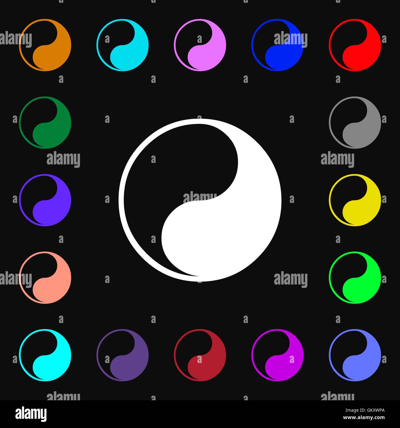 Yin Yang signe iconi. Beaucoup de symboles colorés pour votre conception. Vector Illustration de Vecteur