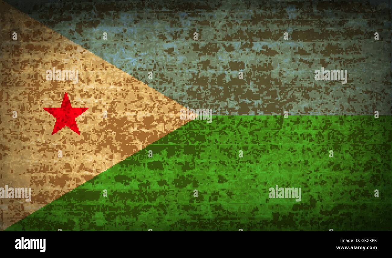 Drapeaux Djibouti avec la texture du papier sale. Vector Illustration de Vecteur