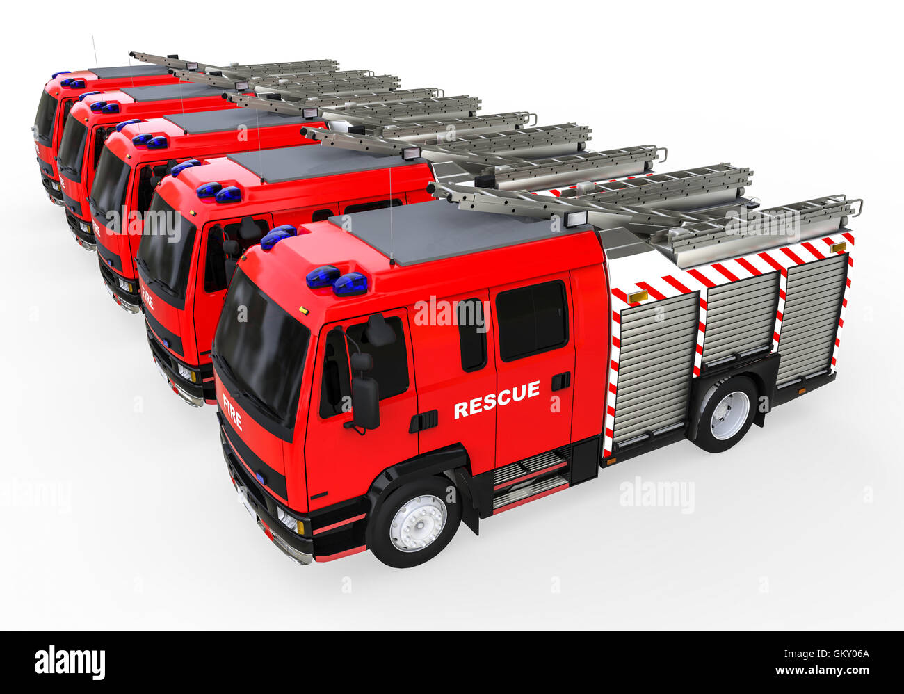 Image de rendu 3D représentant les services d'urgence Banque D'Images