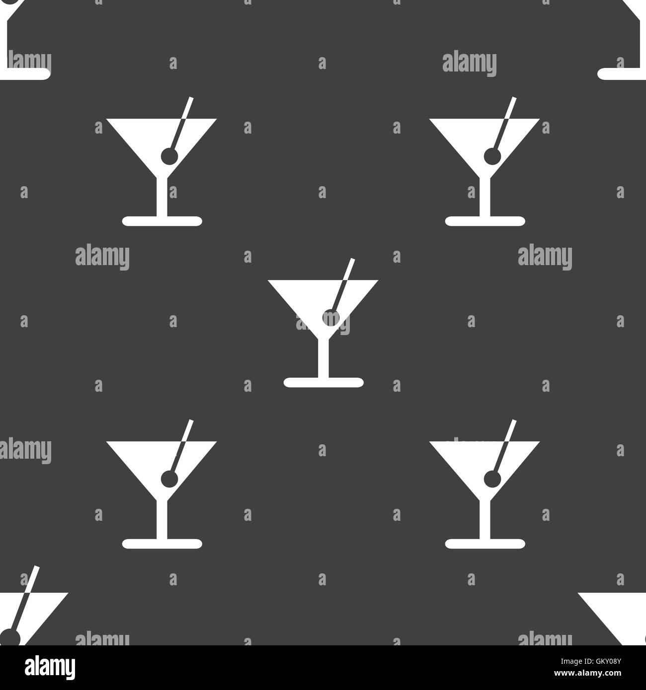 Icône cocktail signe. Motif transparente sur un fond gris. Vector Illustration de Vecteur