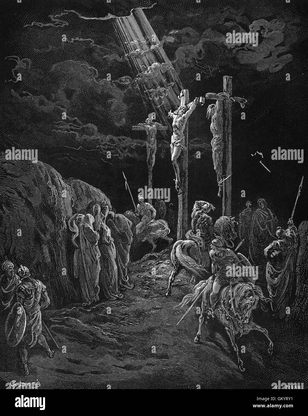 Gravure de la Crucifixion par Gustave Doré Banque D'Images