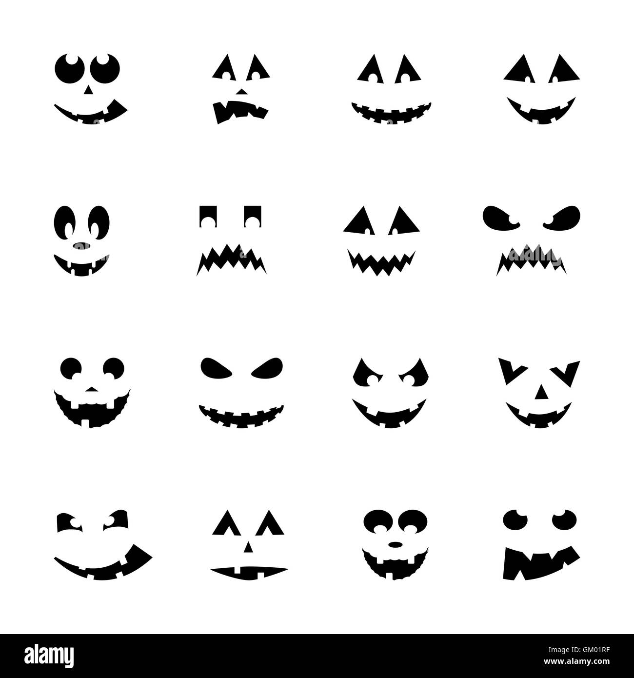 Ensemble de 16 citrouilles d'halloween Illustration de Vecteur