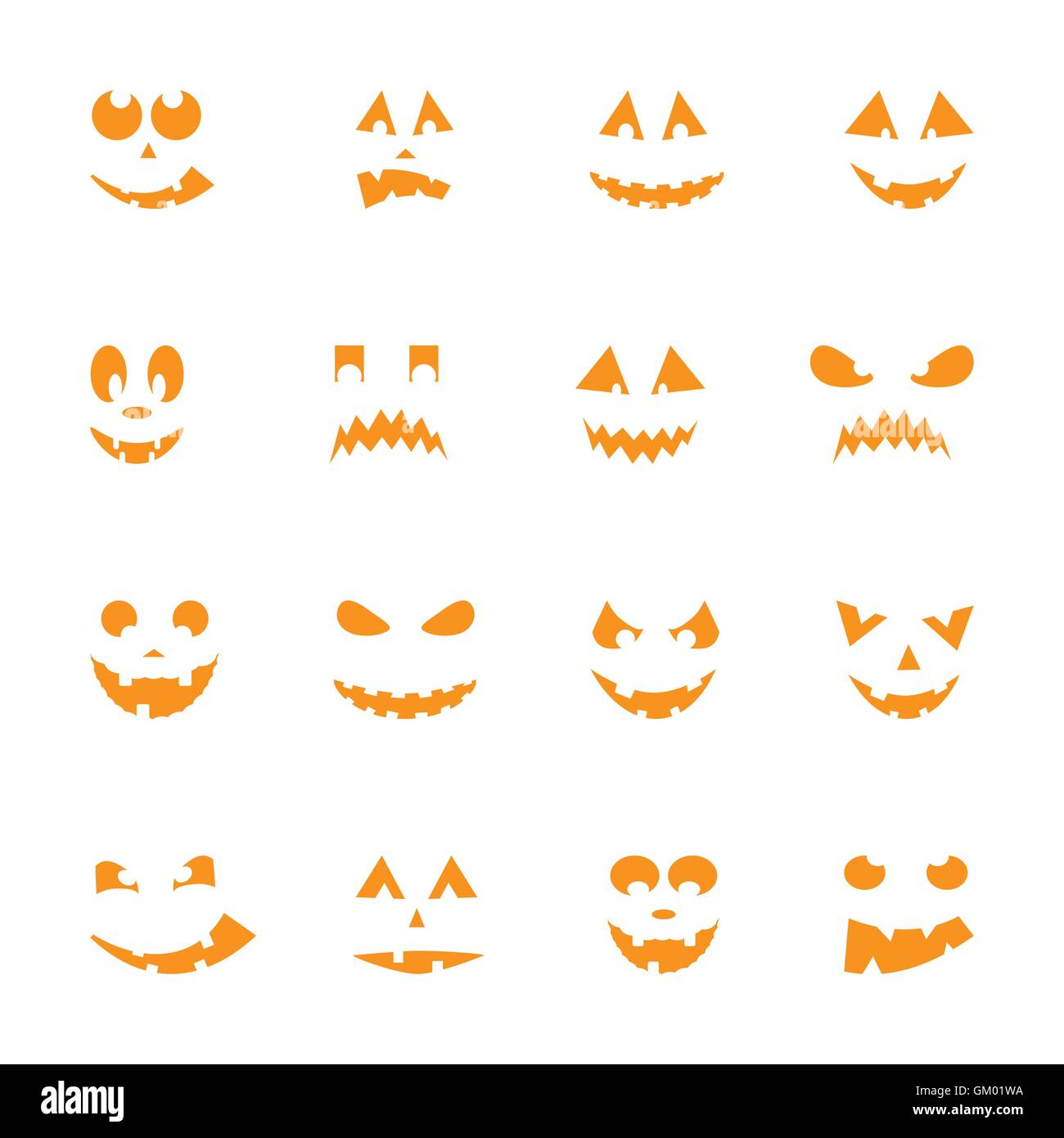 Ensemble de 16 citrouilles d'halloween Illustration de Vecteur