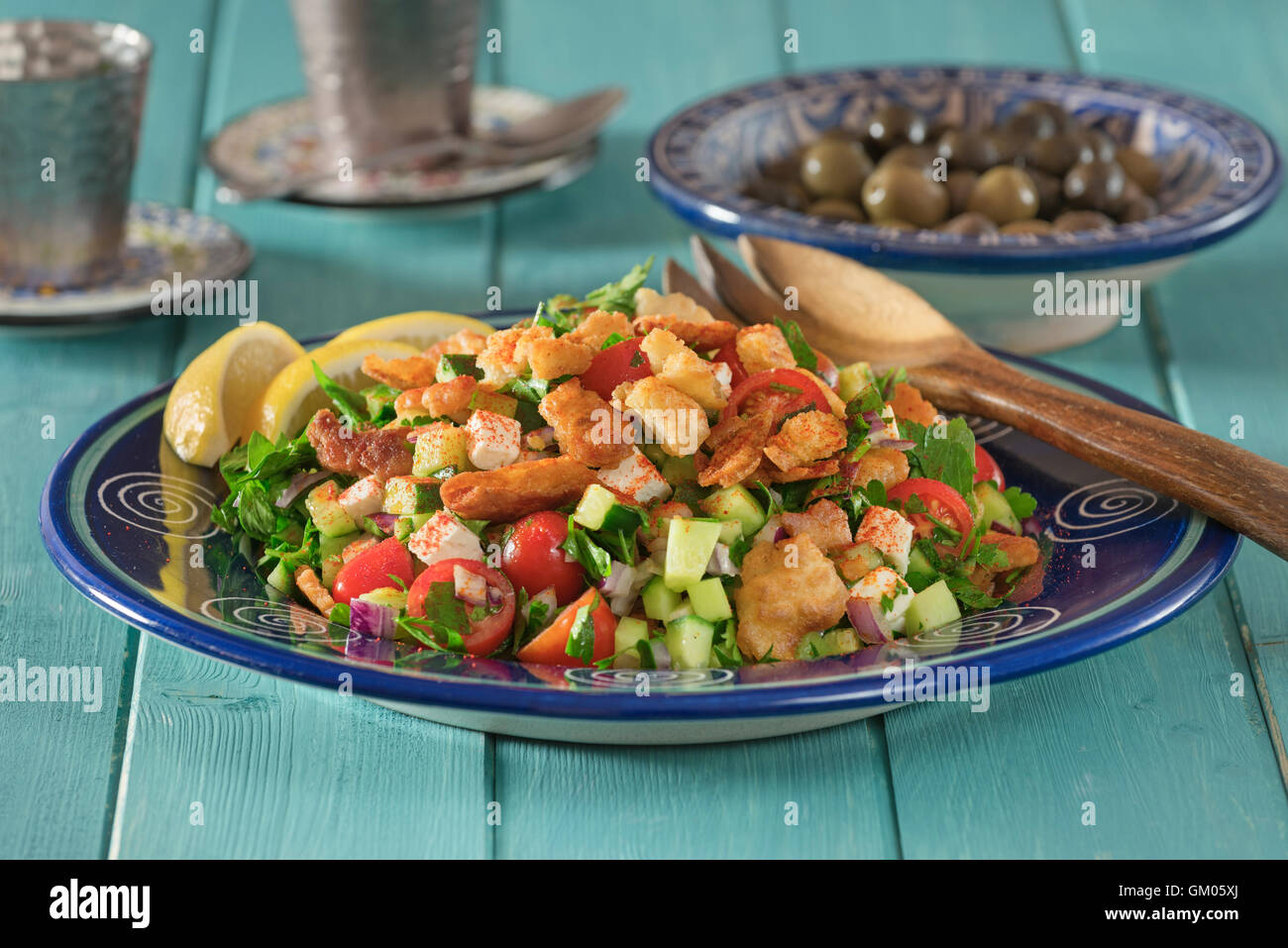 Fattoush salade. Moyen-orientaux Banque D'Images