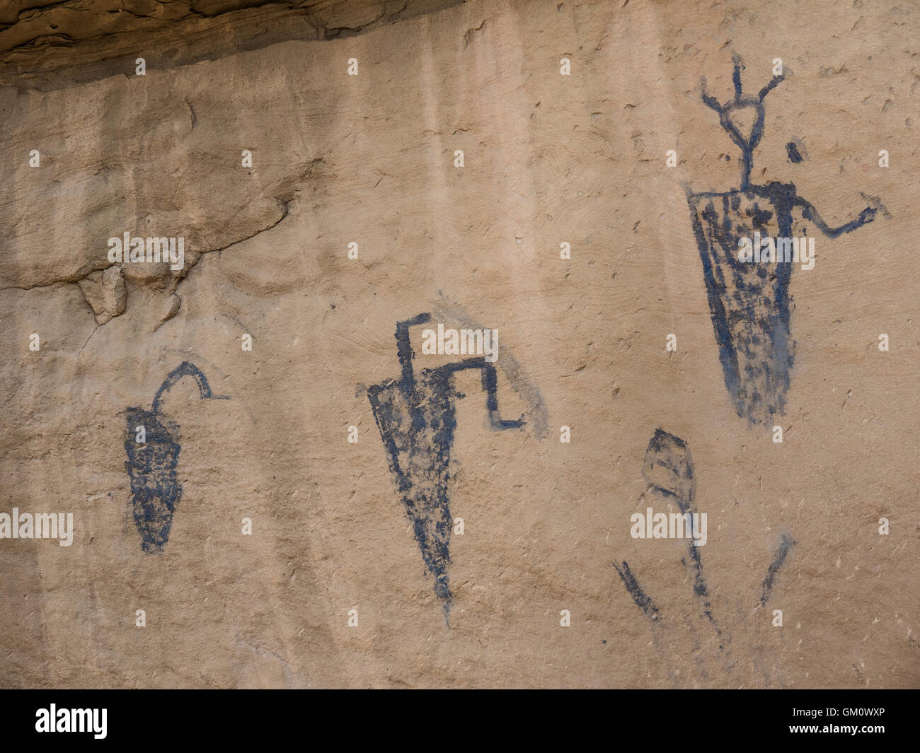 Le pictogramme hommes carotte site, chemin de comté 23 au sud de Rangely, Colorado. Banque D'Images