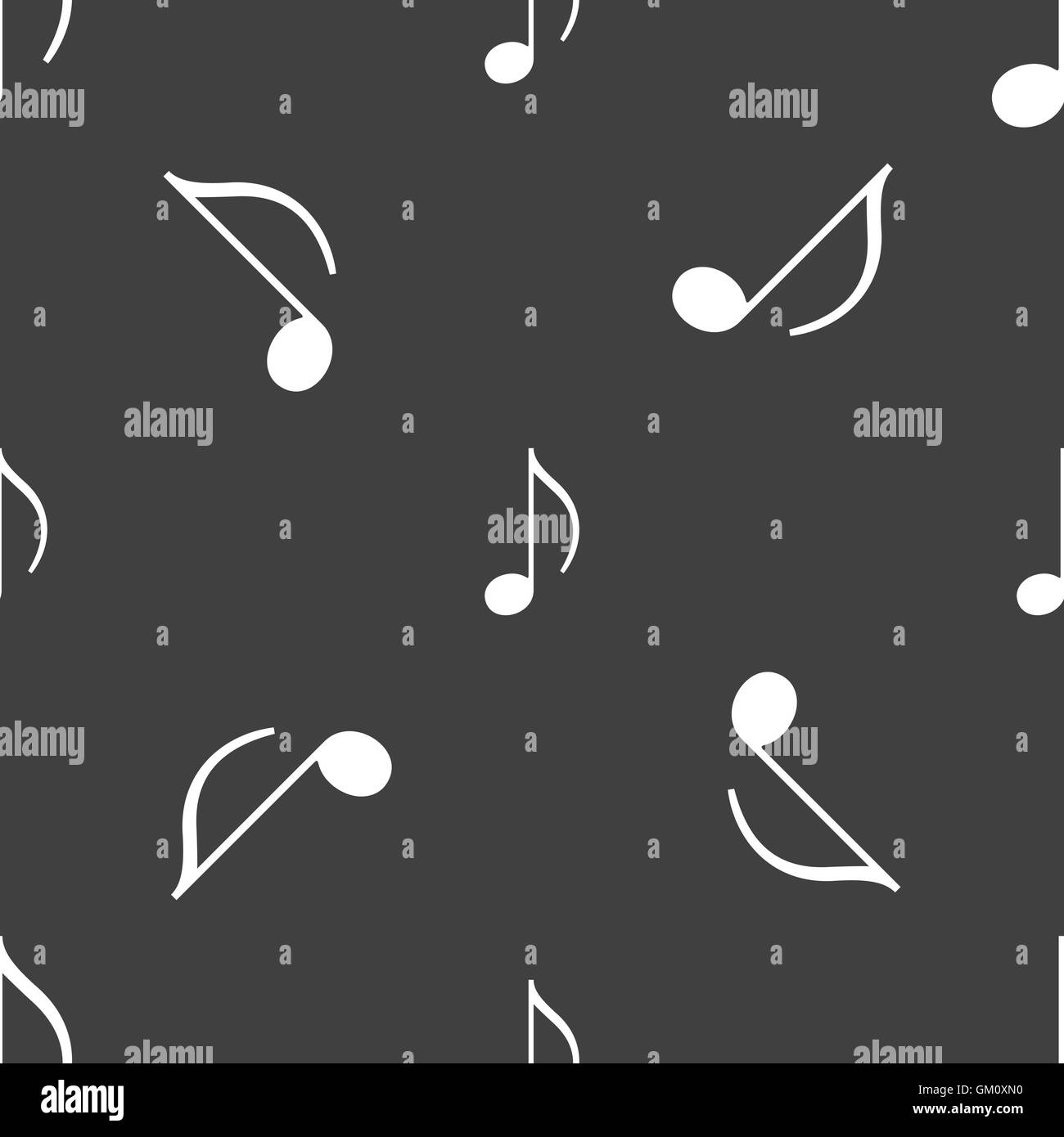 Note de musique, la musique, l'icône de sonnerie signe. Motif transparente sur un fond gris. Vector Illustration de Vecteur