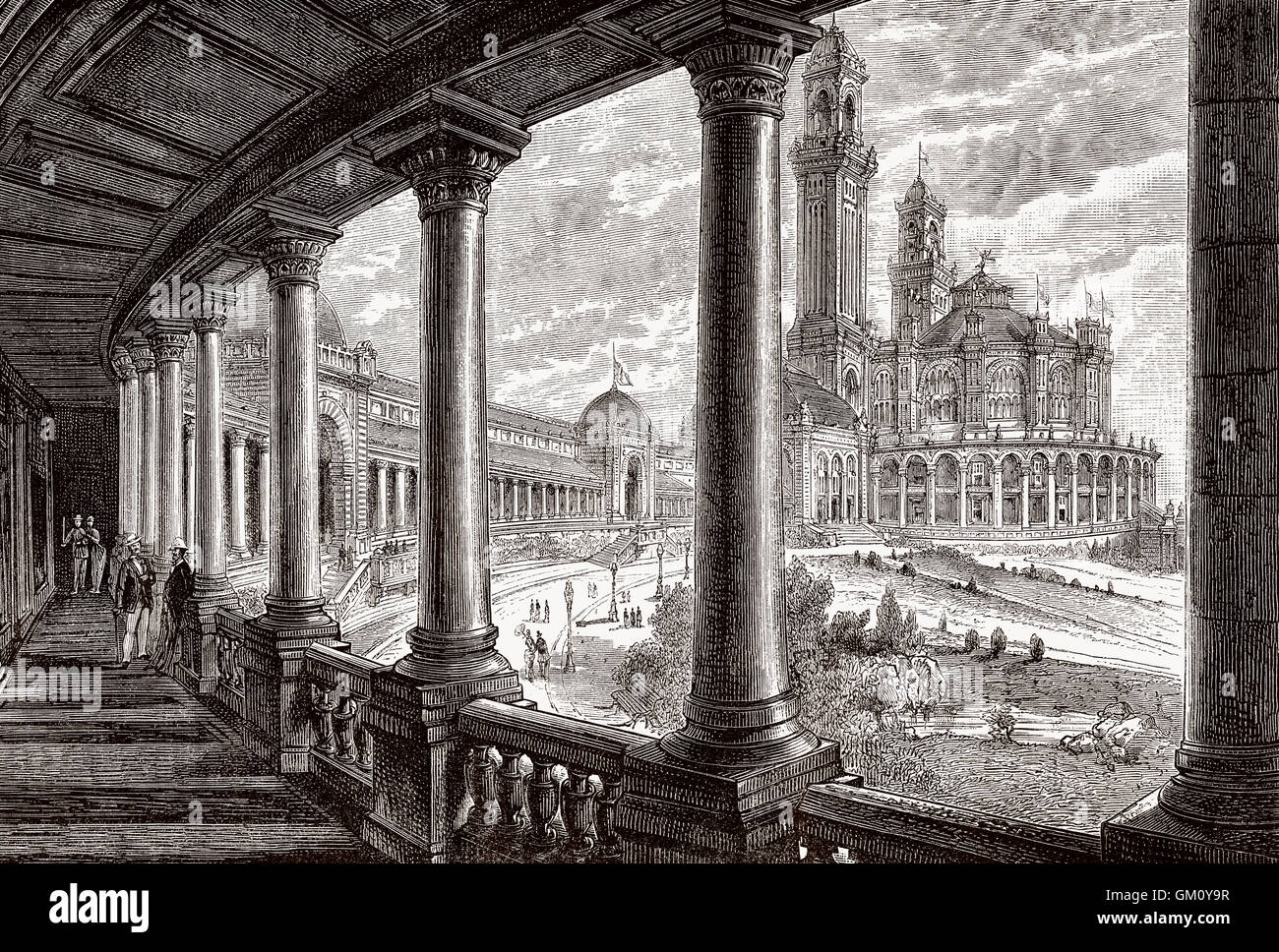 Le Palais du Trocadéro, à Paris, une exposition historique Palace, 19e siècle Banque D'Images