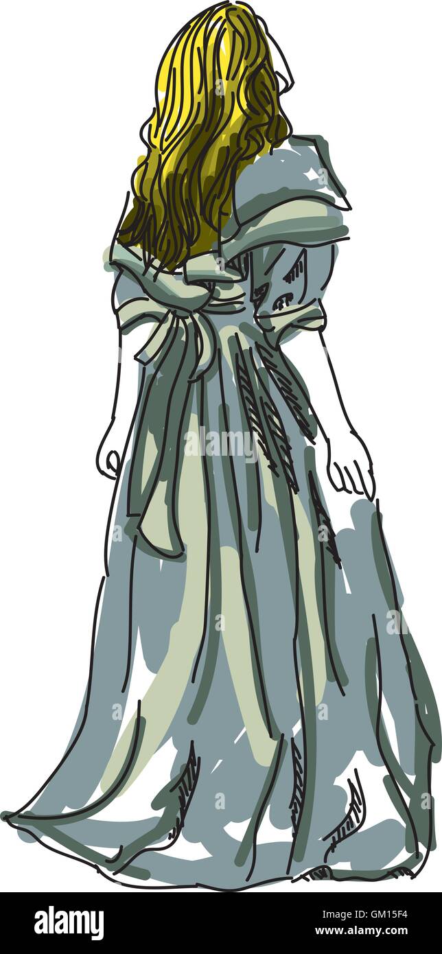 Femme en robe du soir tiré Illustration de Vecteur