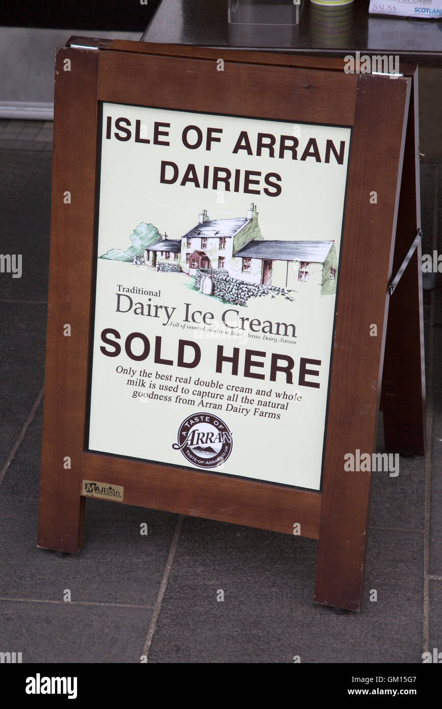 Isle of Arran laiteries la crème glacée ; Ecosse ; UK Banque D'Images