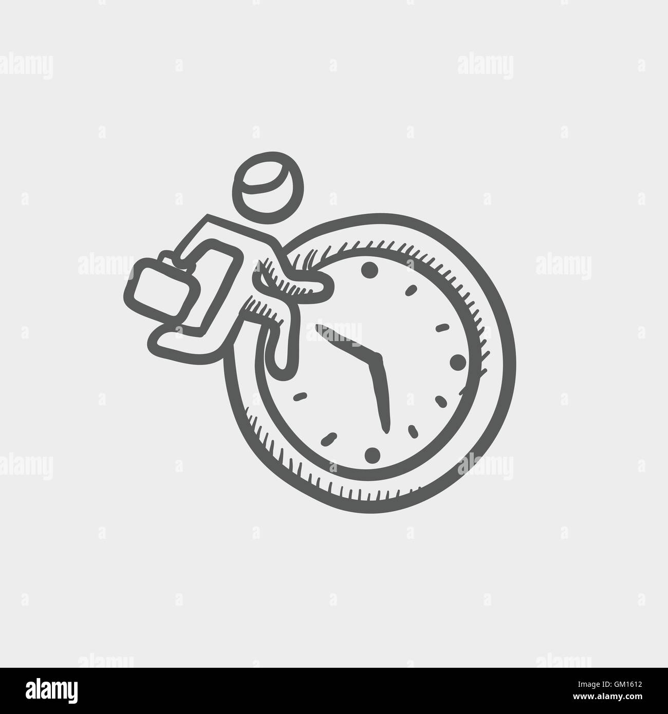 Homme qui court dans le temps l'icône esquisse Illustration de Vecteur