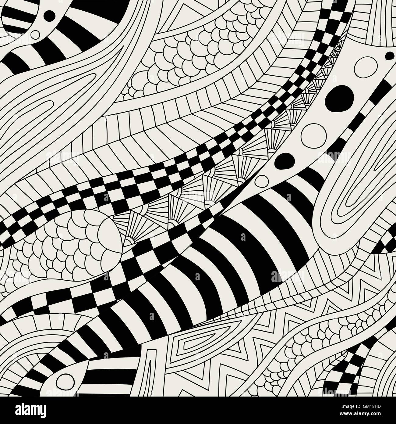 Abstract zentangle vagues doodle motif transparent. Illustration de Vecteur