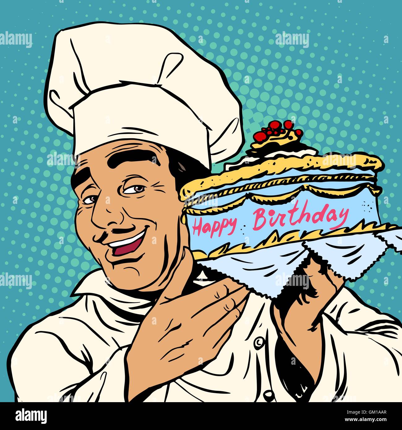 Chef Patissier Avec Gateau D Anniversaire Image Vectorielle Stock Alamy