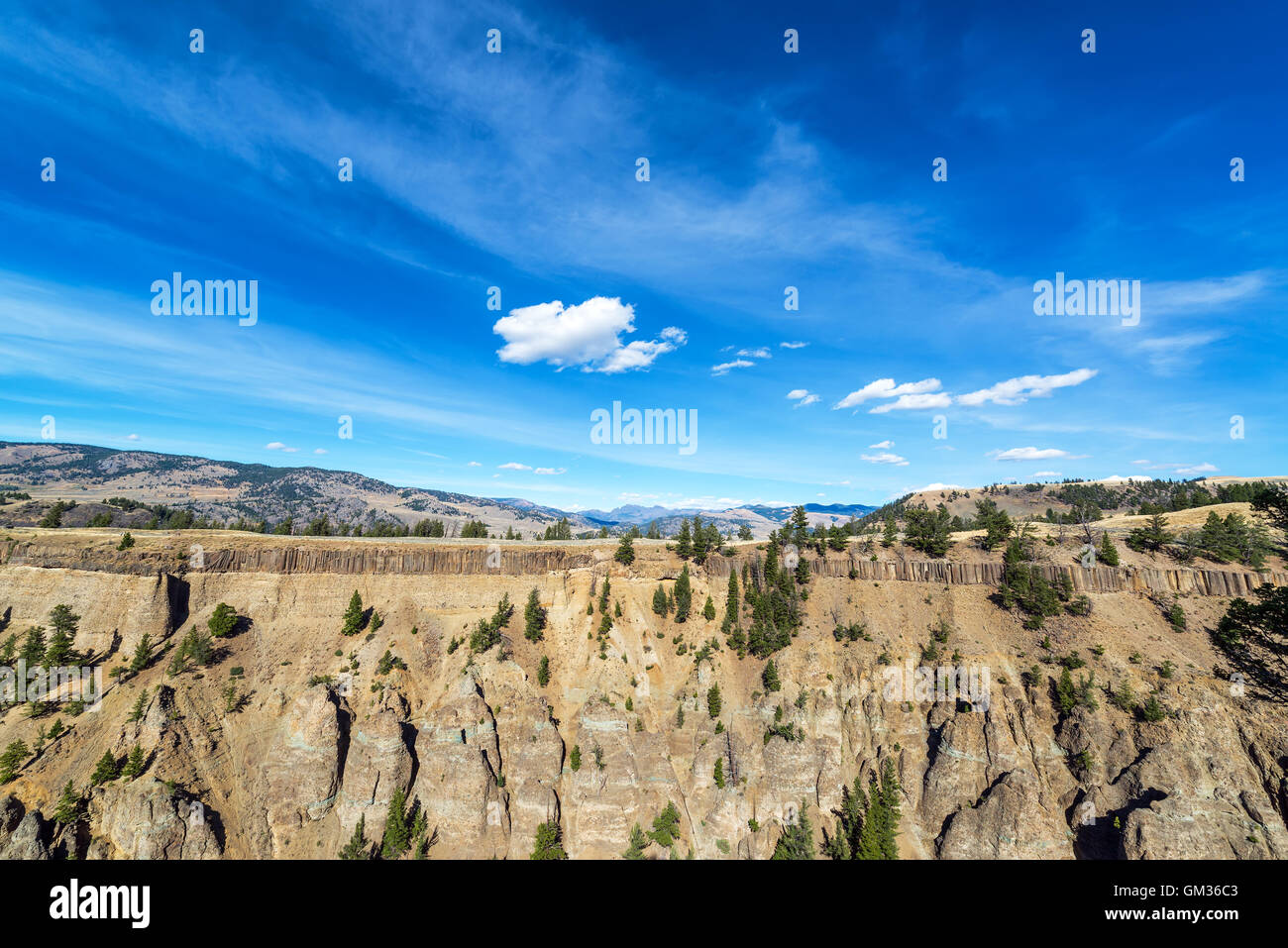 Paysage spectaculaire de la jante d'un canyon dans le Parc National de Yellowstone Banque D'Images