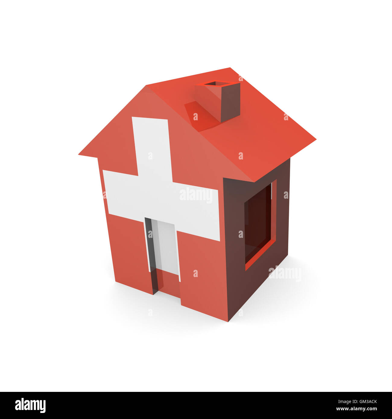 Chambre 3d avec drapeau suisse Banque D'Images