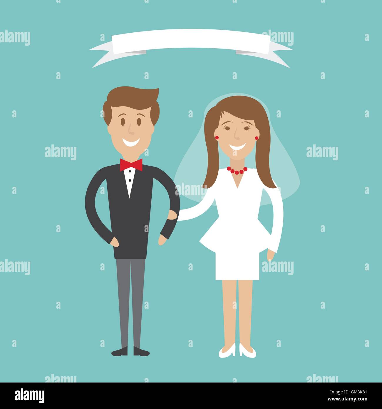 Cute cartoon wedding couple Illustration de Vecteur