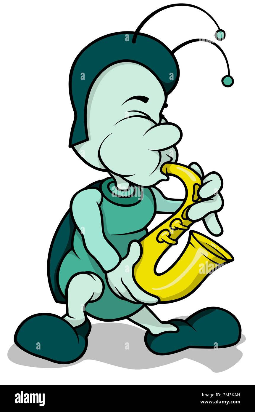Beetle jouant un saxophone Illustration de Vecteur